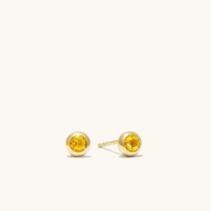 MEJURI - Citrine Flat Sphere Studs